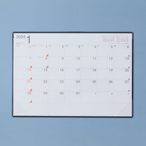 日付が右上にあるカレンダー A4（2024）